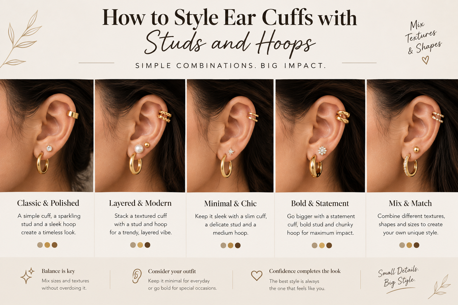 How to Style Ear Cuffs with Studs and Hoops